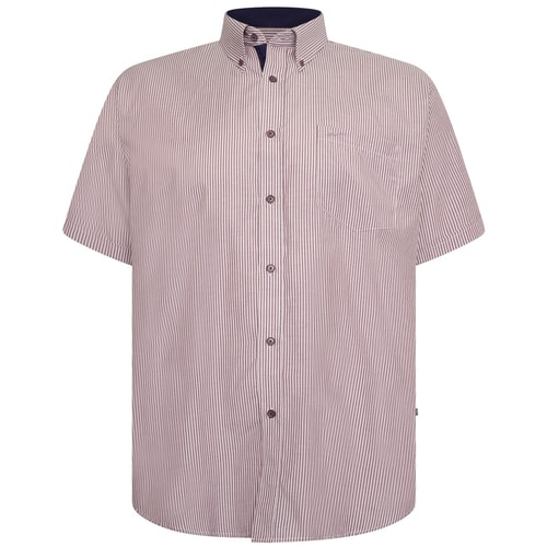 KAM Kurzarm-Streifenhemd Burgund